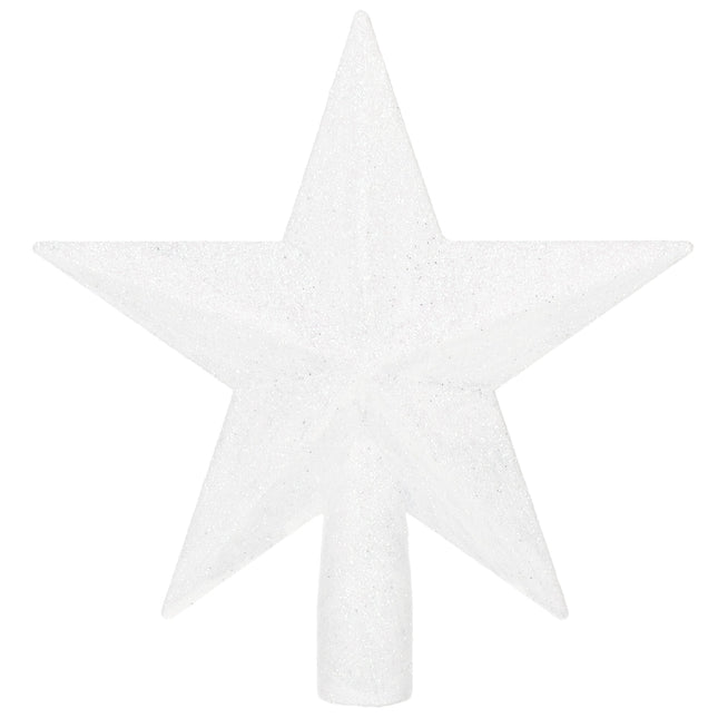 Kerstboom Piek | Glitter | Ster | 15 cm | Wit