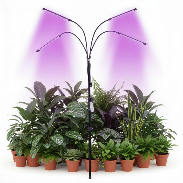 Kweeklamp - Led Voor Planten - Groeilamp - Grow Light - Bloeilamp - Plantenverlichting - 4 Panelen - Met TImer - 80 Led - USB