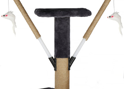 Krabpaal - 6 Etages - Voor Katten - Toren - Meubelbescherming - 35 x 35 x 145 cm - Grijs
