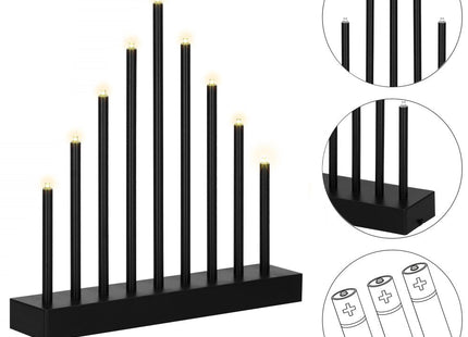 LED Kaarsenbrug | Batterijen | IJspegels | Zwart | Warm Wit