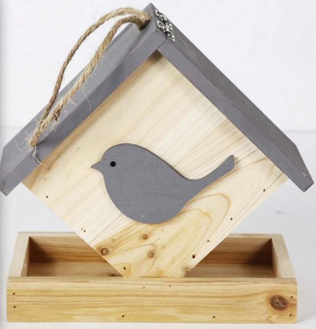 Vogelvoederhuisje - Vogelvoederplek - Vogelvoeding - Staand - Bruin - Grijs - 17 x 17 x19 cm