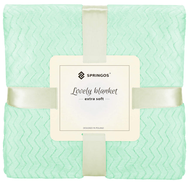 Plaid | Sprei | Bankdeken | Deken | 130 x 180 cm | Pluche | Lichtgroen