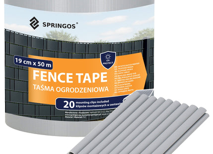 Vlechtband | Privacyfolie | Vlechtband Voor Tuinafsluiting | PVC | 50 m | 450 g/m² | 19 Cm | Grijs