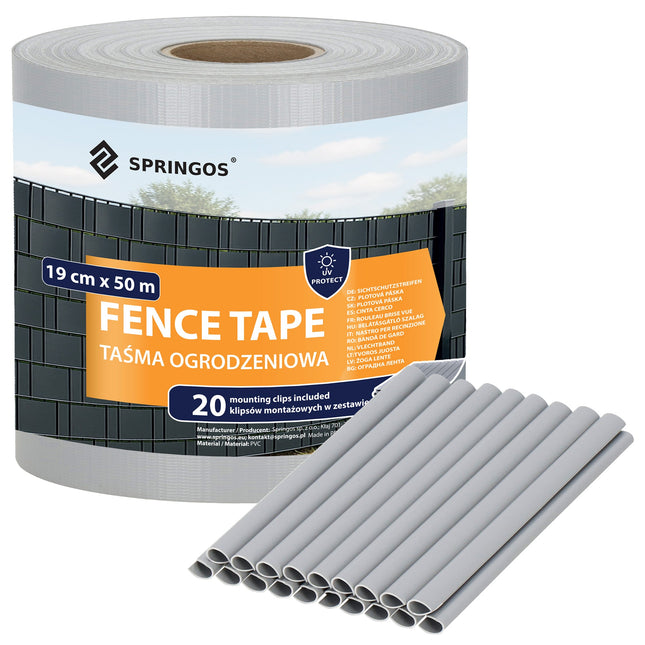 Vlechtband | Privacyfolie | Vlechtband Voor Tuinafsluiting | PVC | 50 m | 450 g/m² | 19 Cm | Grijs