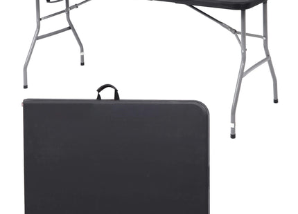 Klaptafel | Vouwtafel | Kampeertafel | Inklapbaar | Draagbaar | 180 x 75 cm | Zwart/Grijs