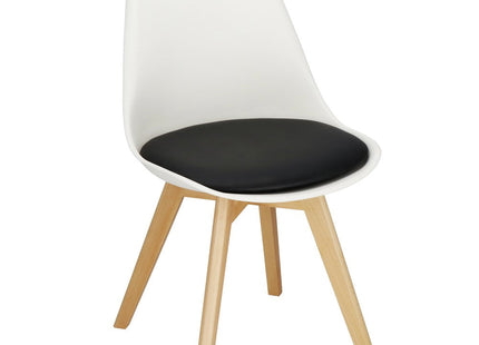 Eetkamerstoel - Gestoffeerd - Wit Zwart - 82 x 44,5 x 41 CM