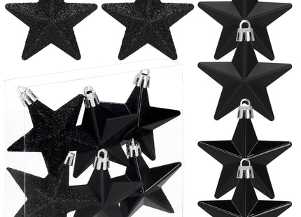 Kerstballen | Sterren | 6 Stuks | Zwart