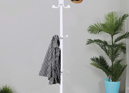 Staande Kapstok | Metaal | Marmer | 12 Haken | Wit | Zilver | 174 cm