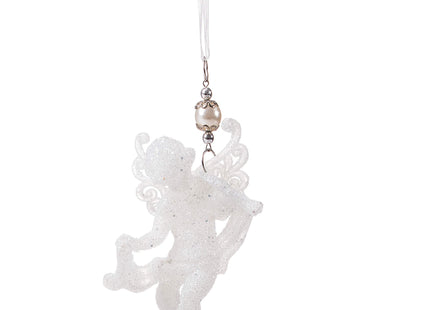 Kersthanger | Engel | Kerstboomhanger | Wit | Glitters | 13 cm