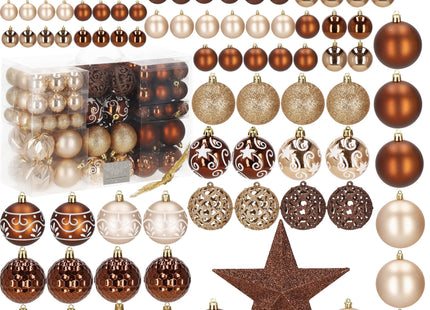 Kerstballen & Piek | 101 Stuks | Bruin/ Rose Goud