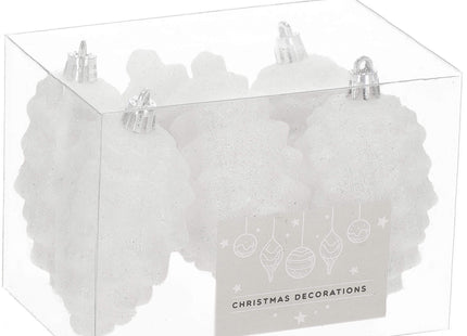 Kerstboomhanger Dennenappels | 6 Stuks | 9.5 cm | Wit