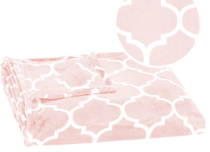 Plaid | Sprei | Bankdeken | Deken | 150 x 200 cm | Pluche | Roze | Marokkaanse klaver