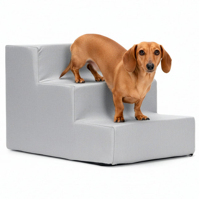 Hondentrap - Hondenloopplank - 3 Hellingen - Opstapje - Voor Grote en Kleine Honden - Zachtgrijs  - 30 Cm