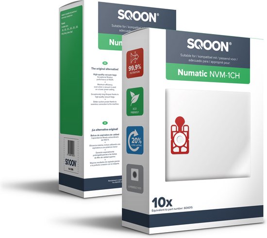 SQOON® - Stofzuigerzakken geschikt voor Numatic Henry, Hetty, James en PPR-240 | NVM 1CH | Model 604015 - 10 stuks