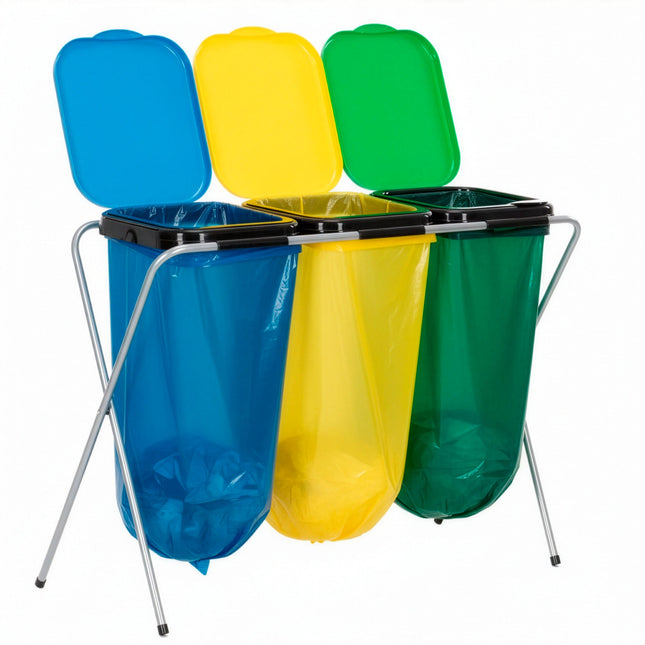Vuilniszakkenhouder - Frame voor Afvalzakken - Standaard - 2 delen - Geel/Groen/Blauw - 30 Kg