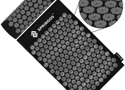 Acupressuurmat - Spijkermat - Lichaamsstimulator - Ontspanning - Massage  - Kussen - Zwart/Grijs