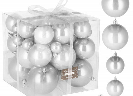 Kerstballen | 37 Stuks | 3/8 cm | Parelgrijs