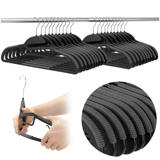 Kledinghangers | Kledinghanger | 20 Stuks | Anti-slip | Zwart | Kunststof