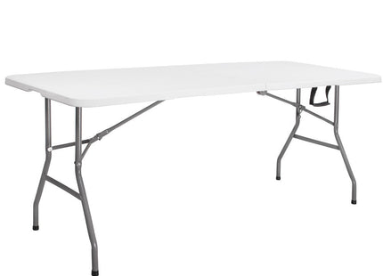 Klaptafel | Vouwtafel | Kampeertafel | Inklapbaar | Draagbaar | 180 x 75 cm | Wit/Grijs
