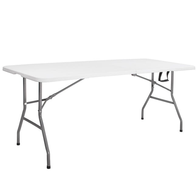Klaptafel | Vouwtafel | Kampeertafel | Inklapbaar | Draagbaar | 180 x 75 cm | Wit/Grijs