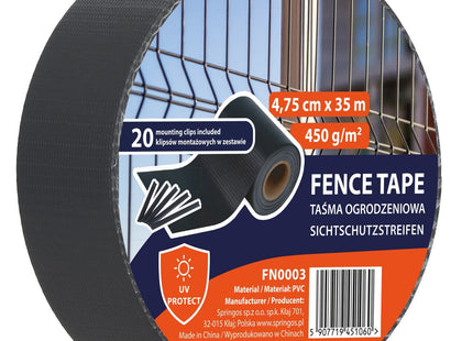 Vlechtband | Privacyfolie | Voor Tuinafsluiting | PVC | 35 m | 450 g/m² | Antraciet