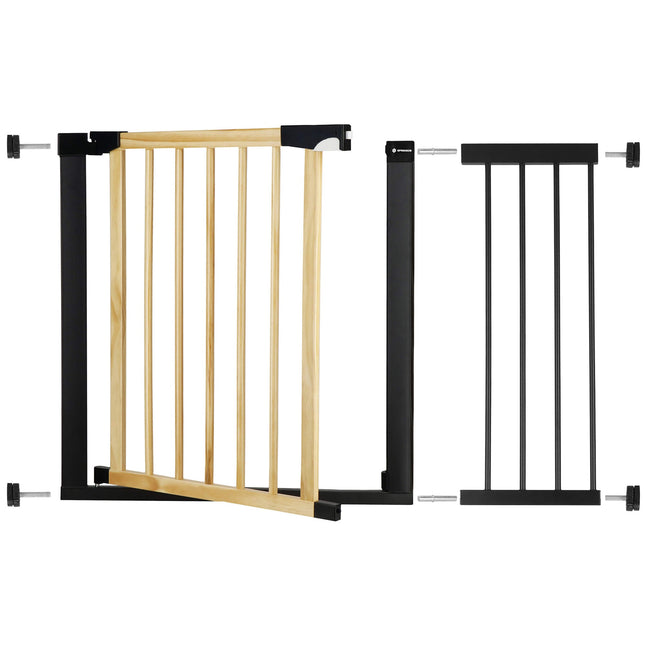 Traphekje | 75 - 110 cm | Traphek | Veiligheidshekje | Metaal | Hout | Zwart/Bruin