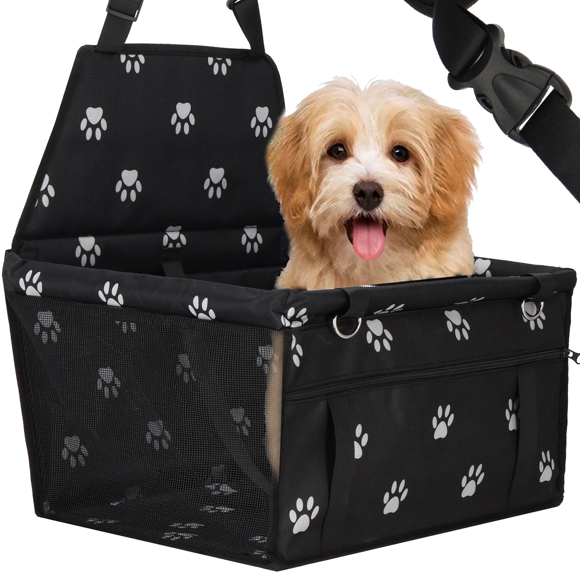 Autostoel Hond - Hondenmand Auto - Reisbench - Opvouwbaar - Hondenpootjes