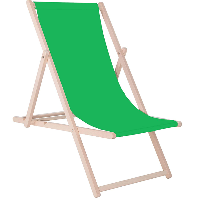 Ligbed | Strandstoel | Ligstoel | Verstelbaar | Beukenhout | Handgemaakt | Groen