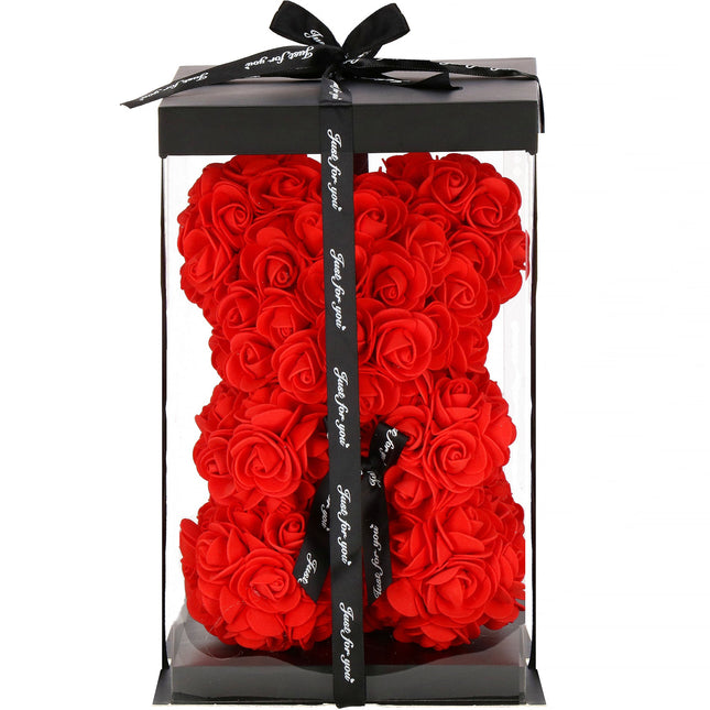 Rozen Beer | Rozenbeer | Rose Bear | Rozen Teddybeer | Liefde | Inclusief Giftbox | Valentijnsdag | 25 x 17 x 16 cm | Rood