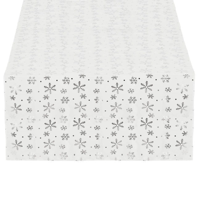 Tafelkleed -Kerst - Sneeuwvlokken- Wit - Polyester - 220 x140 CM