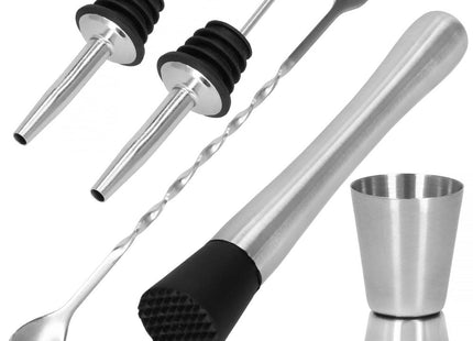 Cocktail Set | 6-Delige Cocktail Shaker Set | RVS | 750 ml | Zilverkleurig