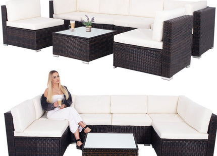 Tuinset - 6 Delig - Stoelen - Bank - Tafel - Rotan - Hoekbank - Zwart/Wit