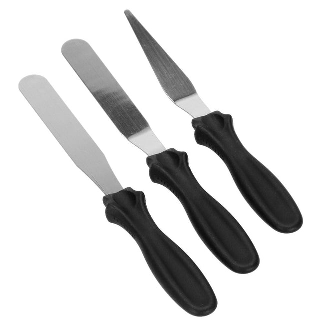 Spatel | Paletmes | 3 stuks | Zwart/Zilver