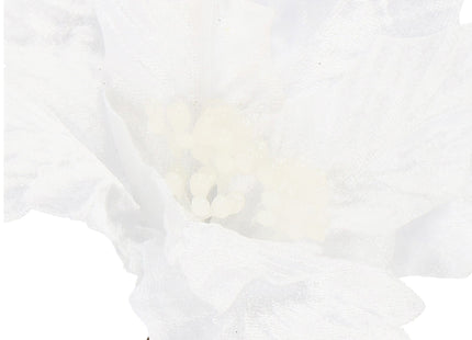 Kunstbloem - Witte Poinsettia - Ster van Bethlehem - Wit - Glitters