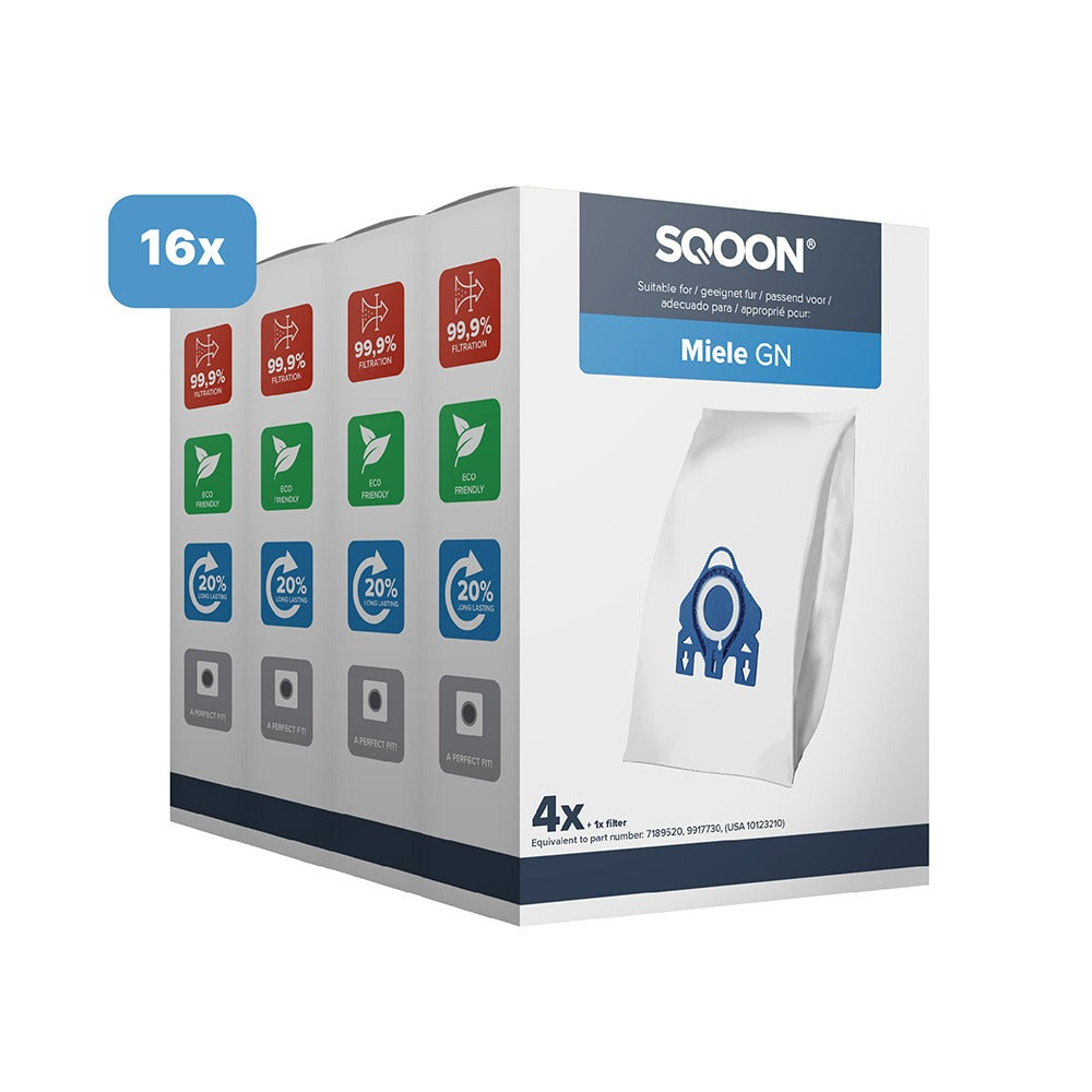 SQOON ® - Stofzuigerzakken geschikt voor Miele HyClean G/N - Miele 9917730 - o.a. Miele Complete C2, Complete C3, Classic C1, S8, S5, S2 Series