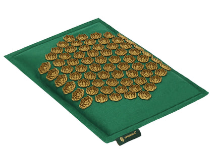 Acupressuurmat - Spijkermat - Lichaamsstimulator - Ontspanning - Massage - Kussen - Groen/Goud