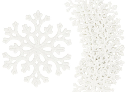 Kersthanger | Sneeuwvlok | Wit | Glitter | Kunststof | 8 cm | 8 Stuks