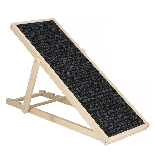 Hondentrap - Hondenloopplank - Instelbaar - Voor Grote en Kleine Honden - Zwart/Hout