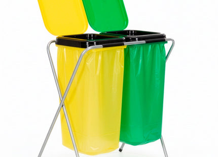 Vuilniszakkenhouder - Frame voor Afvalzakken - Standaard - 2 delen - Geel/Groen - 20 Kg