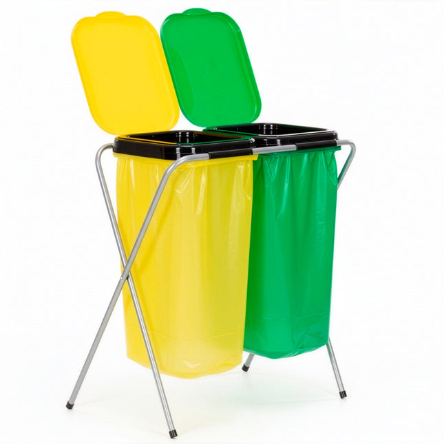 Vuilniszakkenhouder - Frame voor Afvalzakken - Standaard - 2 delen - Geel/Groen - 20 Kg