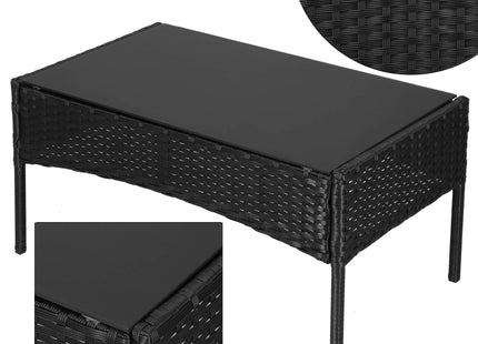 Tuinset - 4 Delig - Stoelen - Bank - Tafel - Rotan - Zwart