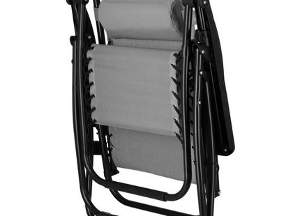 Tuinstoel - Ligstoel - Opvouwbaar - Verstelbaar - Ergonomische hoofdsteun - Grijs