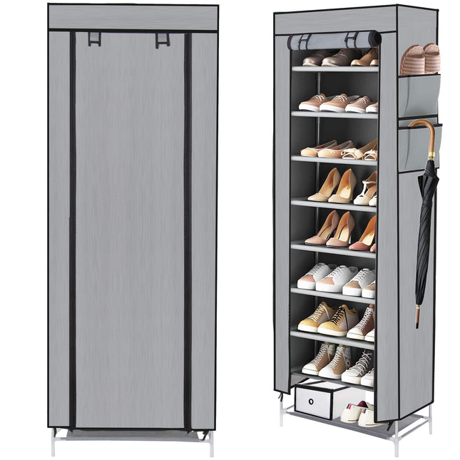 Schoenenrek - Schoenorganizer - Grijs - Stof - 9 Planken