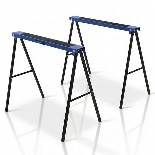 Muntel Opklapbare Schragen - Heavy-Duty - Tot 200 kg Draagvermogen - Verstelbaar - Opvouwbaar - Zwart/Blauw - Set Van 2 - 99,5 x 48 x 78 cm