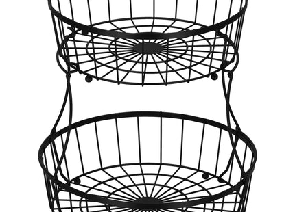 Fruitmand - Dubbel - Metalen Mand - Zwart - 32,5x30 cm