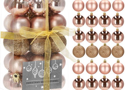Kerstballen | 30 Stuks | 3 cm | Rosegoud