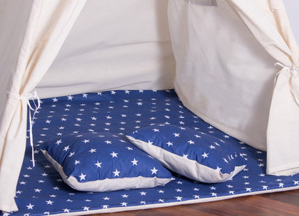 Tipi Tent | Wigwam Speeltent | 120x100x180 cm | Met Mat en Kussens | Naturel Navy | Sterren