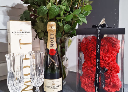 Rozen Beer | Rozenbeer | Rose Bear | Rozen Teddybeer | Liefde | Inclusief Giftbox | Valentijnsdag | 25 x 17 x 16 cm | Rood