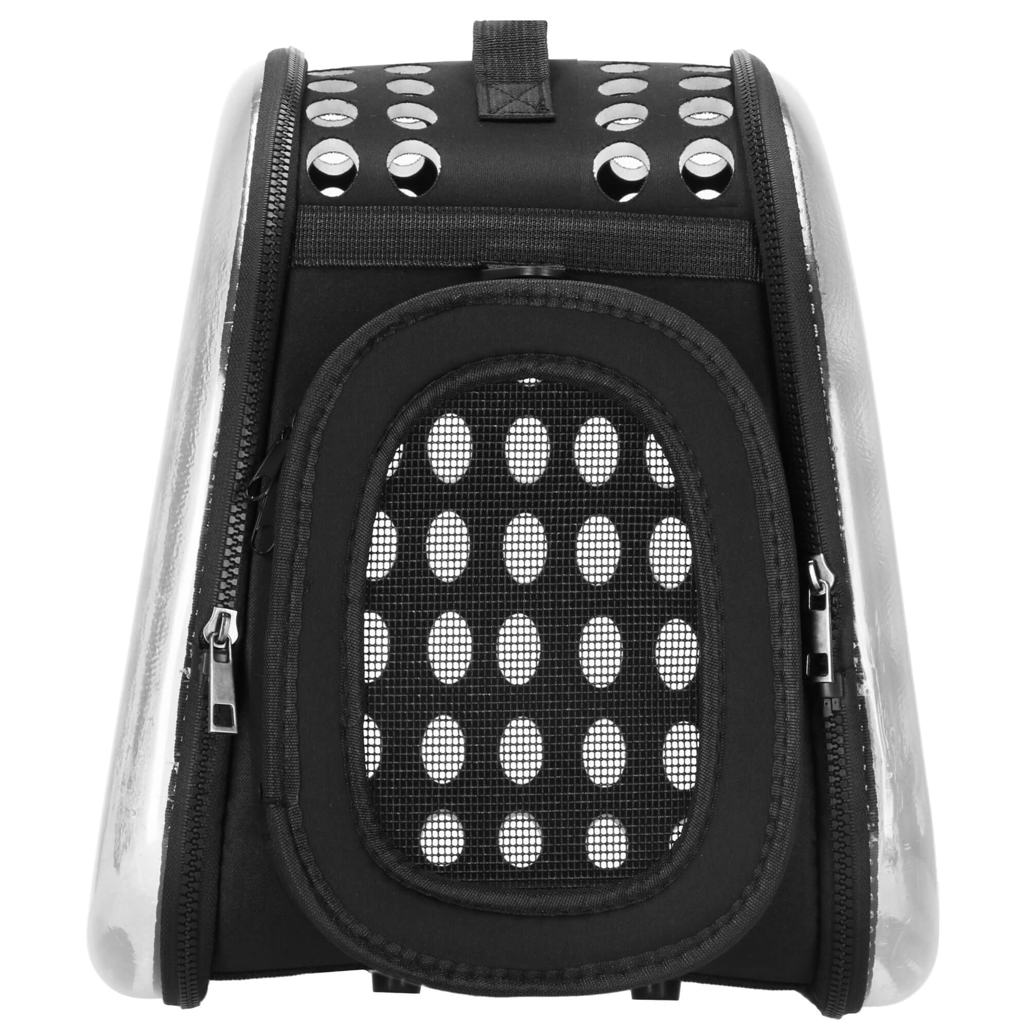 Reismand - Huisdier Transporttas - Draagbaar - Reistas - Zwart/Transparant - 42 x 26 x 32 cm