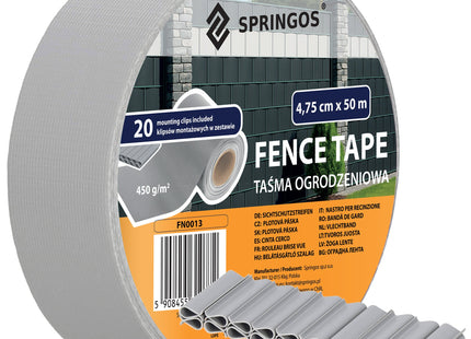 Vlechtband | Privacyfolie | Vlechtband Voor Tuinafsluiting | PVC | 50 m | 450 g/m² | 4,75 Cm | Grijs